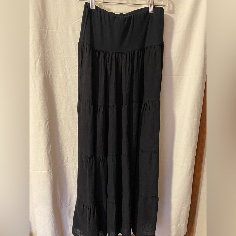 Tempo Paris Black Tiered Maxi Skirt
